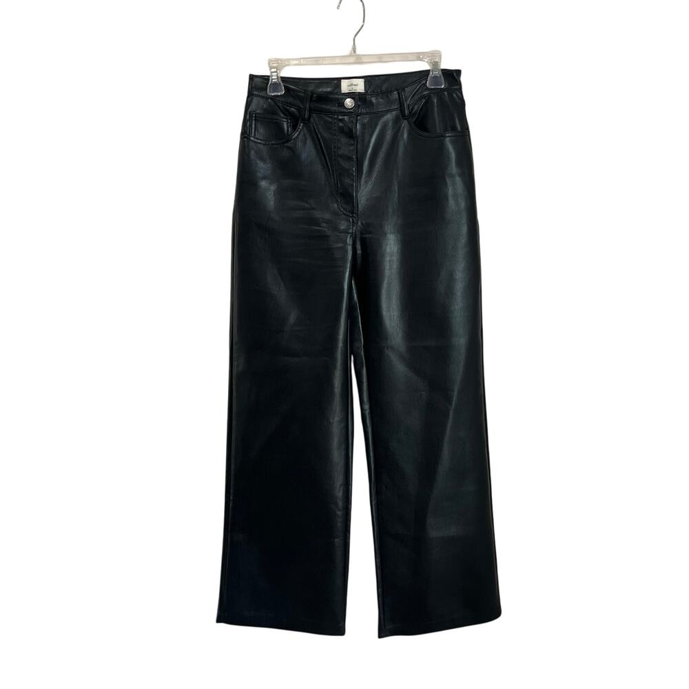 Wilfred Melina Vegan Leather Wide Leg Pants Black Sz 6 High Rise Aritzia